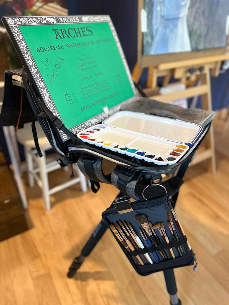 Left view of the easel setup.