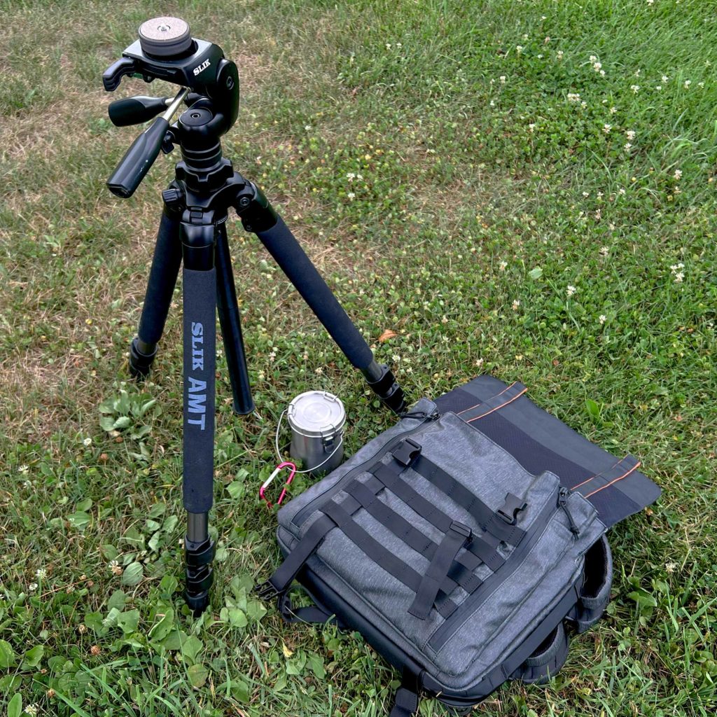 Large Watercolor Plein Air Setup Step 1. Tripod removed and setup.